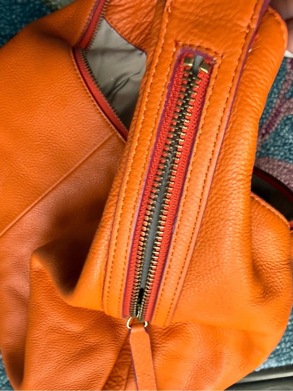EUC Orange Leather Halston Heritage Hobo Shoulder Bag